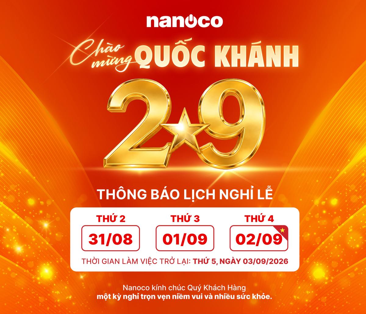 THÔNG BÁO LỊCH NGHỈ LỄ QUỐC KHÁNH 2/9 NĂM 2026