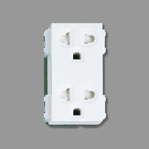 Ổ cắm đôi 3 chấu màu trắng tuyết