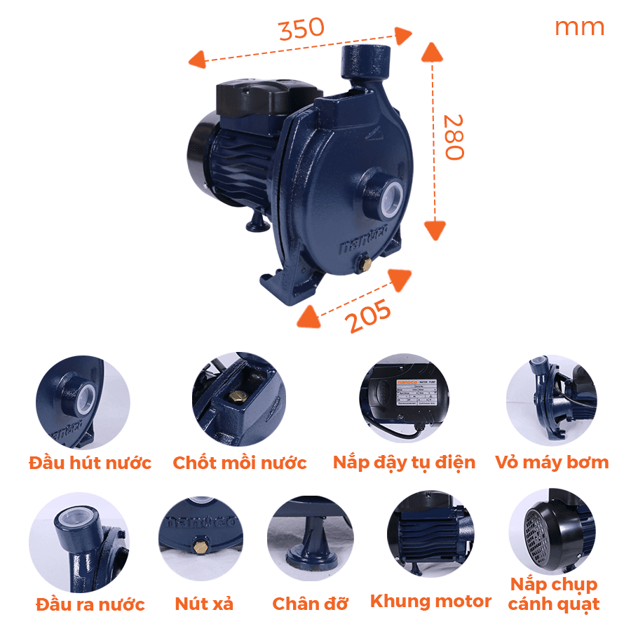 Máy bơm nước Nanoco dòng bơm ly tâm NCP750