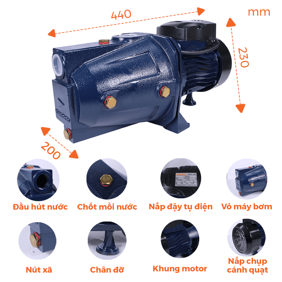 Máy bơm nước Nanoco dòng bơm đầu Jet NJET750