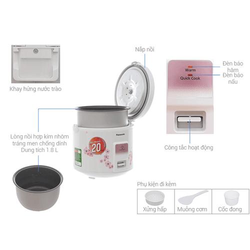 Nồi cơm điện nắp gài Panasonic SR-MVQ18FRAX