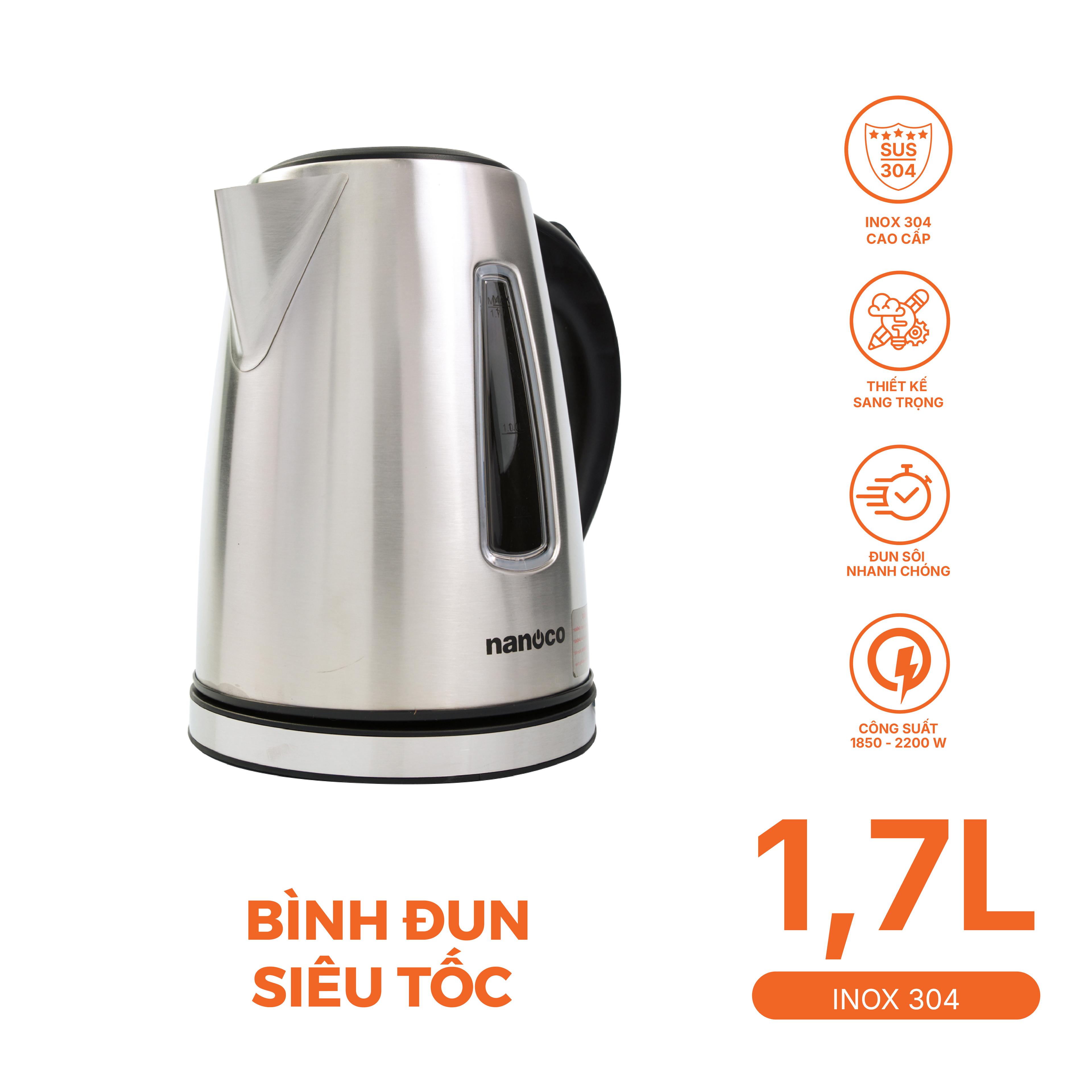 Bình đun siêu tốc inox 304,1.7L