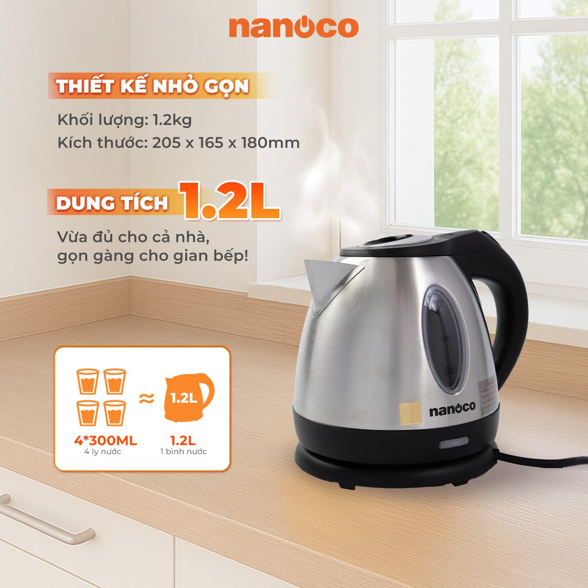 Bình đun siêu tốc 1216, inox 304,1.2L