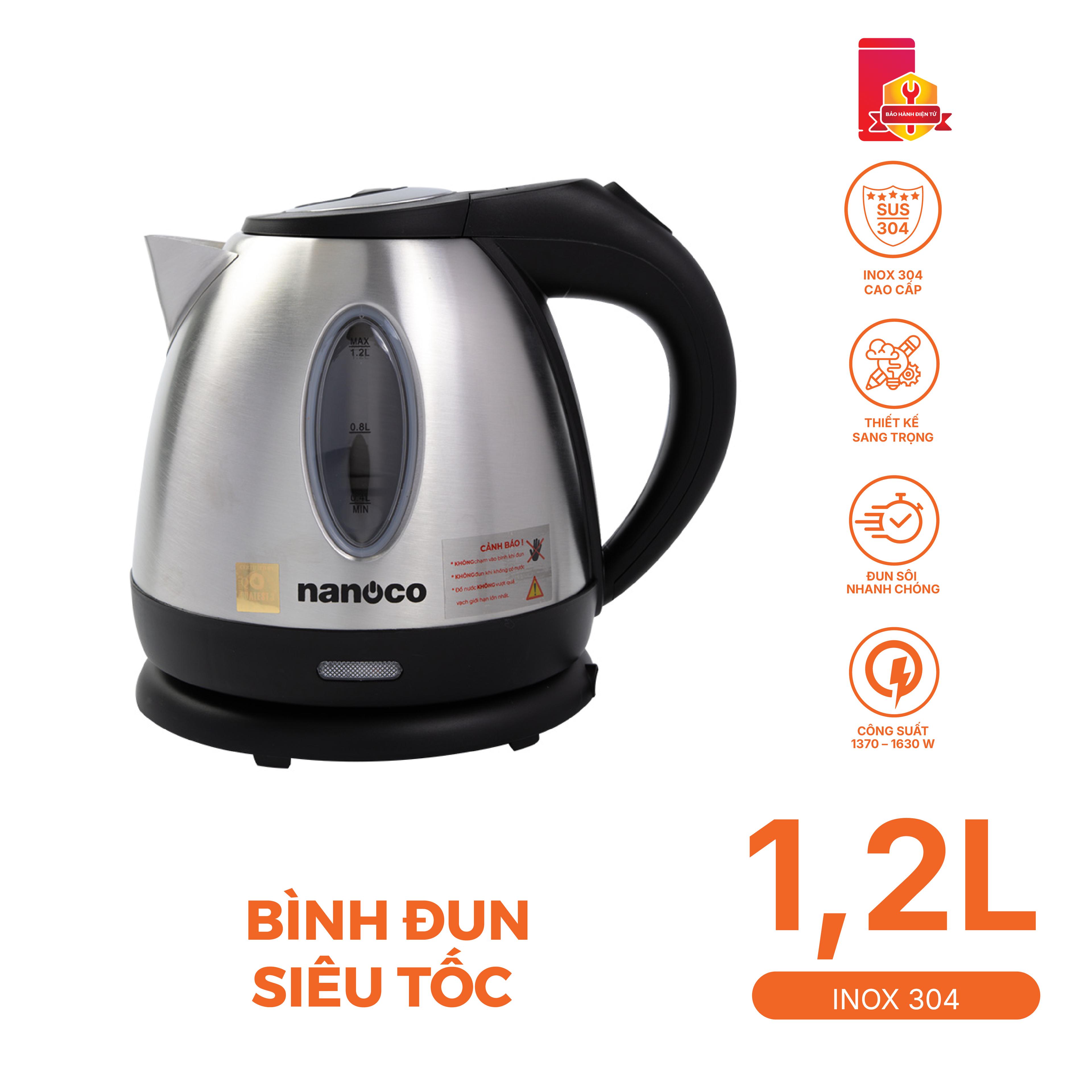 Bình đun siêu tốc 1216, inox 304,1.2L