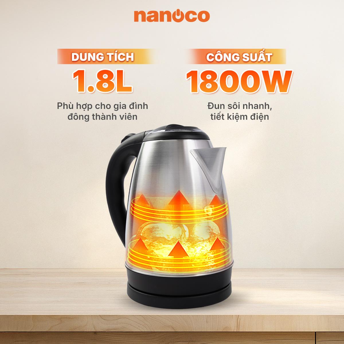 Bình đun siêu tốc inox,1.8L, nhám