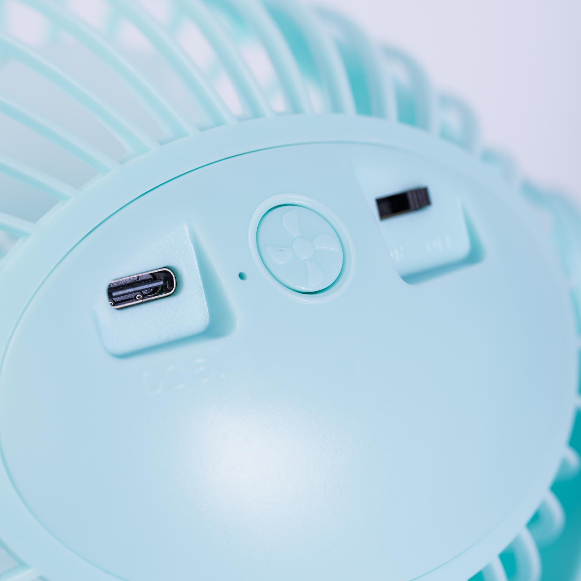 Quạt sạc kẹp 5inch, màu xanh