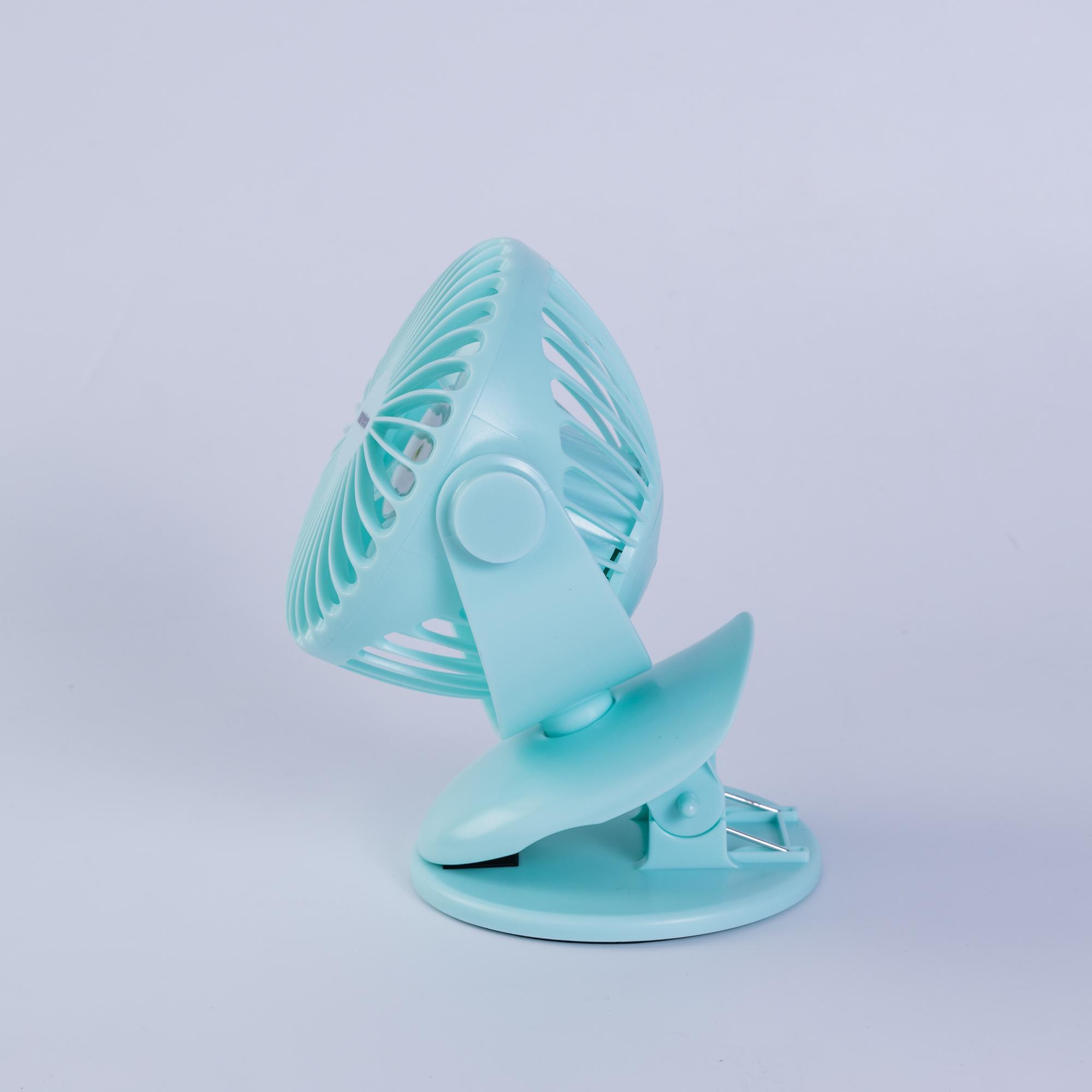 Quạt sạc kẹp 5inch, màu xanh