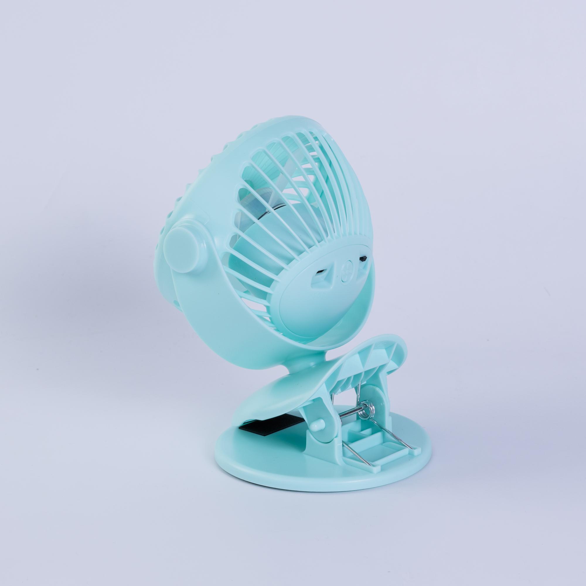 Quạt sạc kẹp 5inch, màu xanh