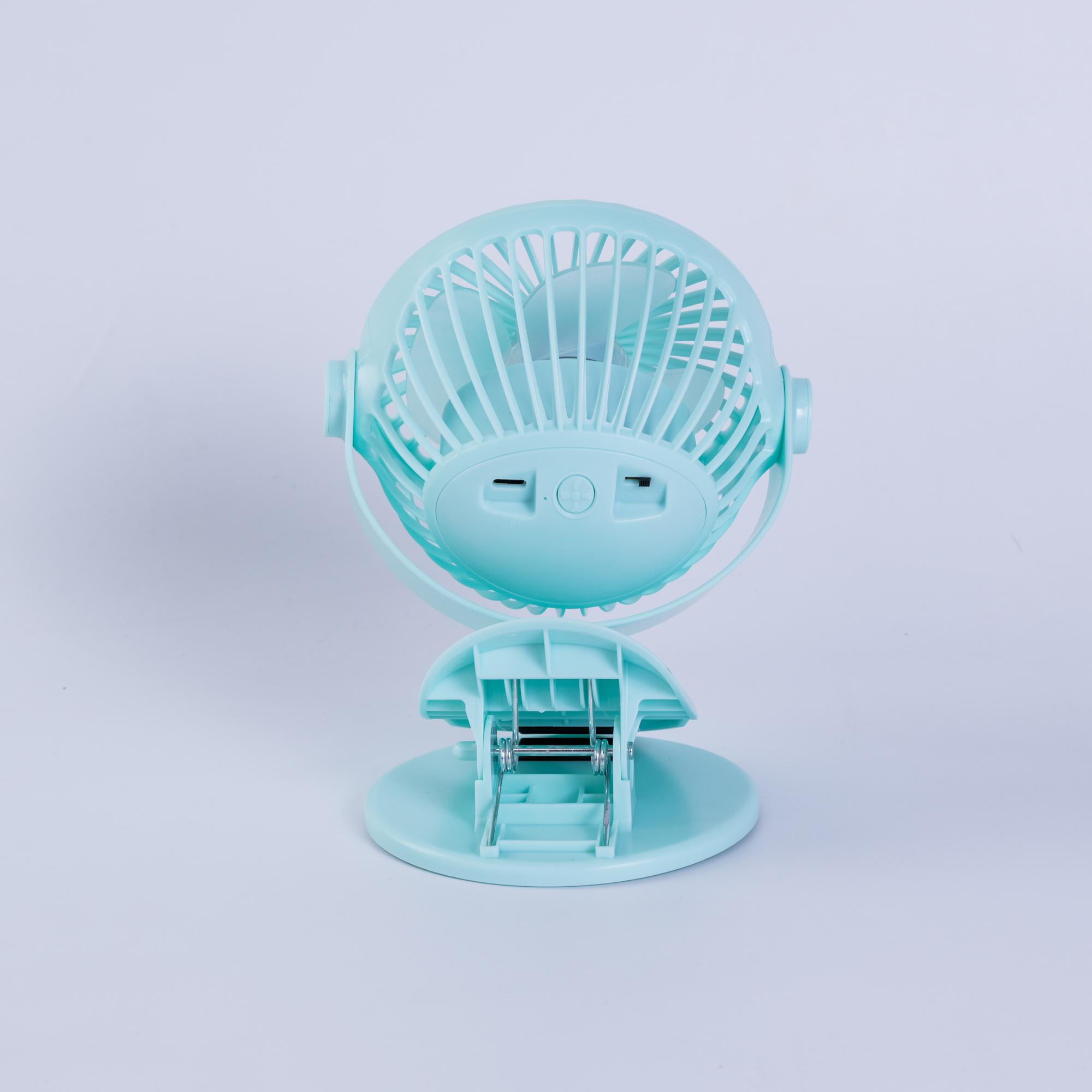 Quạt sạc kẹp 5inch, màu xanh