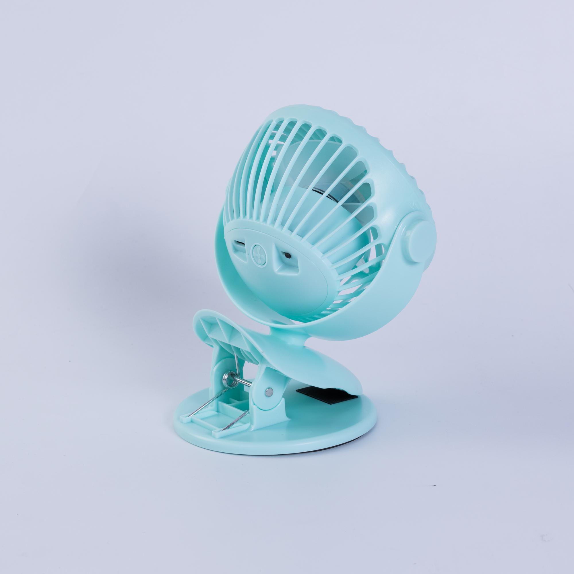Quạt sạc kẹp 5inch, màu xanh