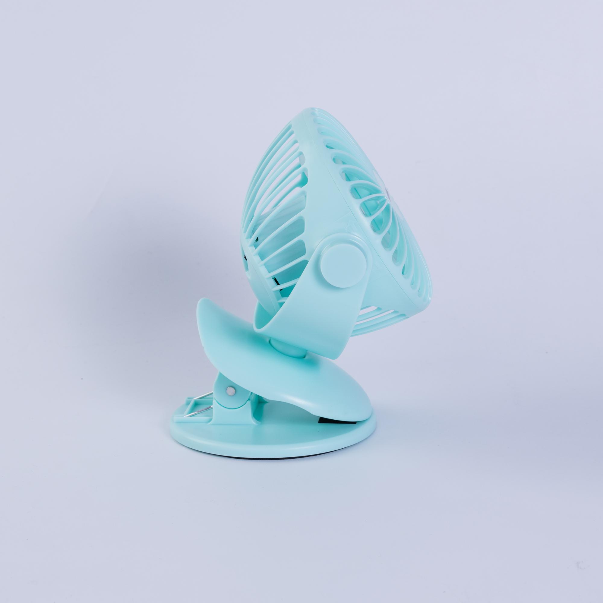 Quạt sạc kẹp 5inch, màu xanh