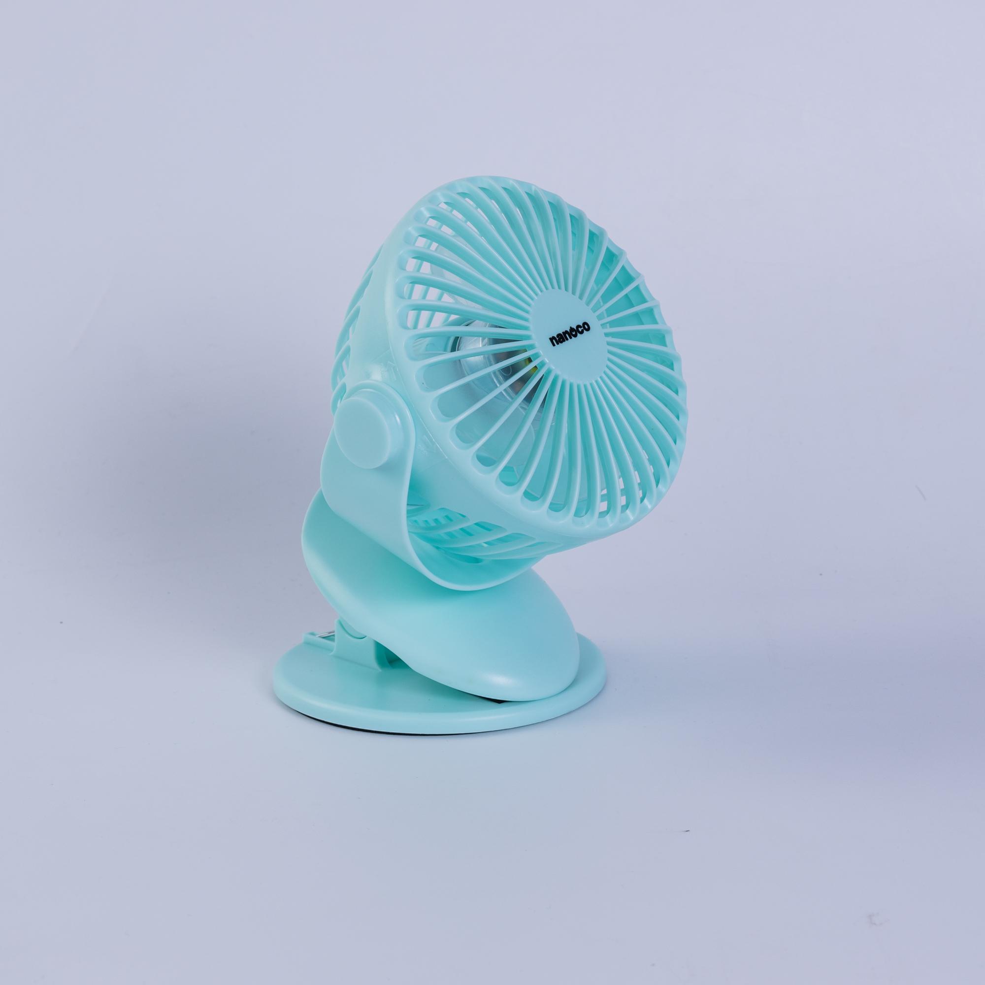 Quạt sạc kẹp 5inch, màu xanh