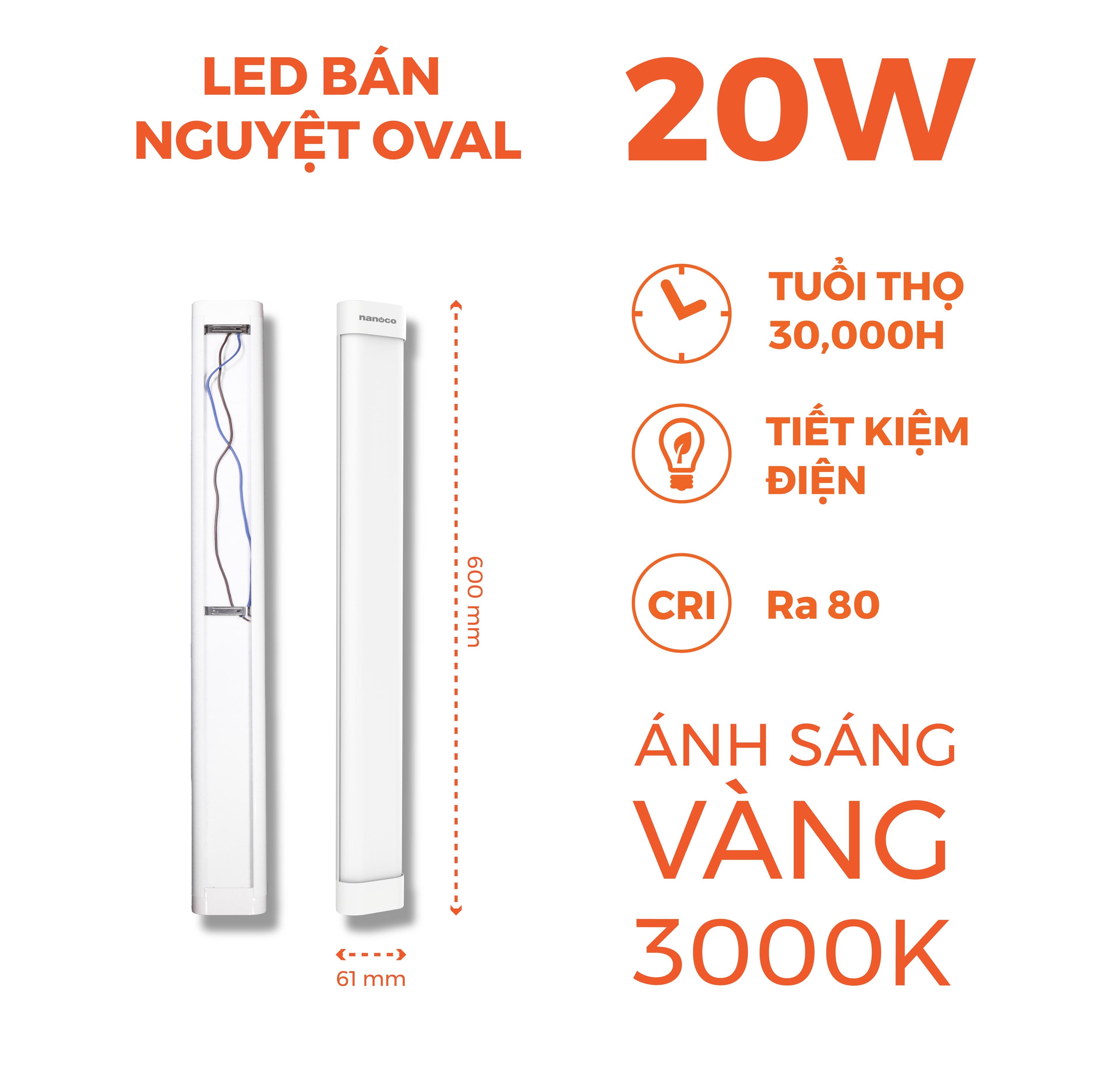 Đèn LED bán nguyệt Oval Nanoco