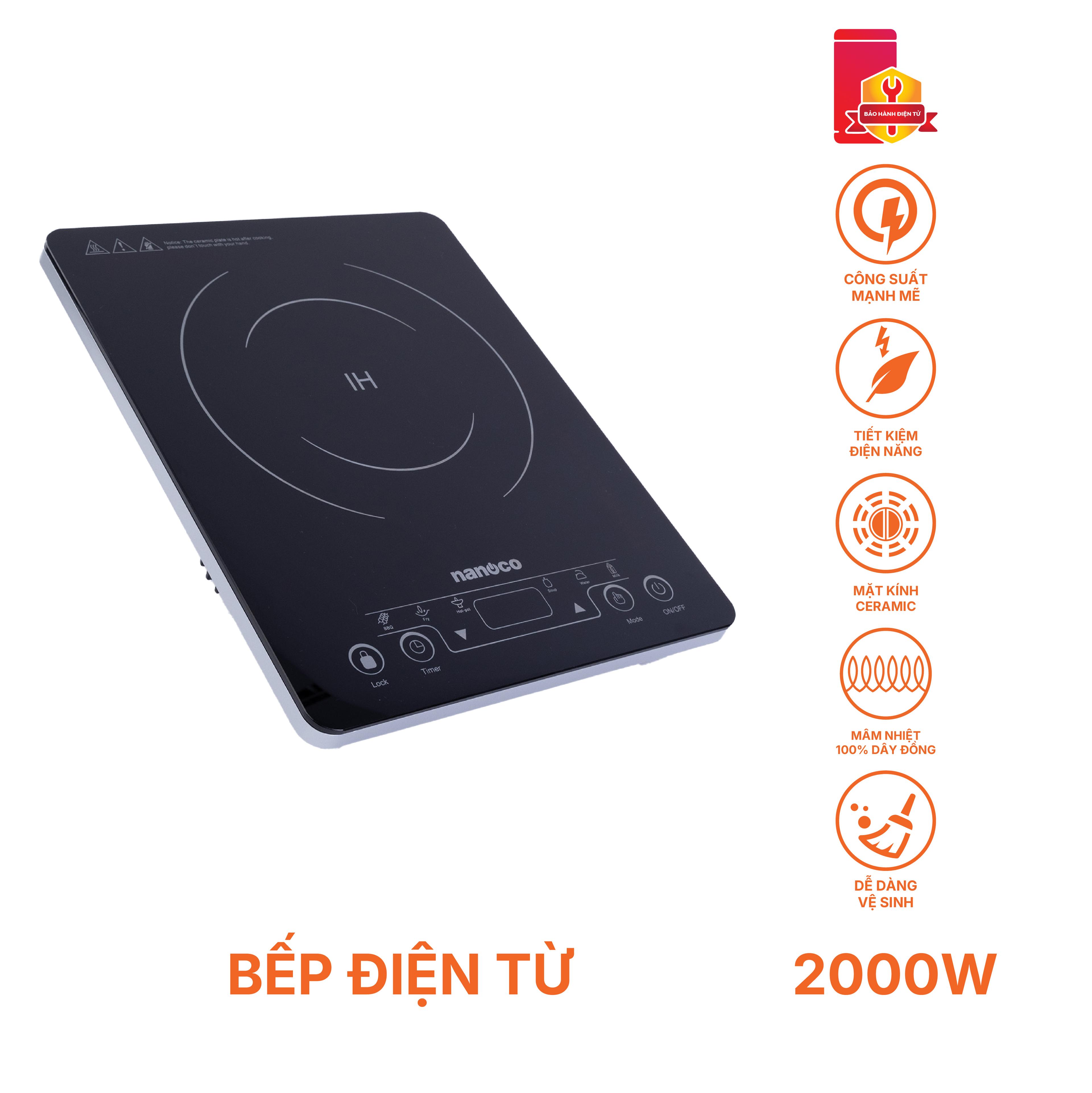 Bếp điện từ đơn, cảm ứng, 2000W (dòng mỏng)