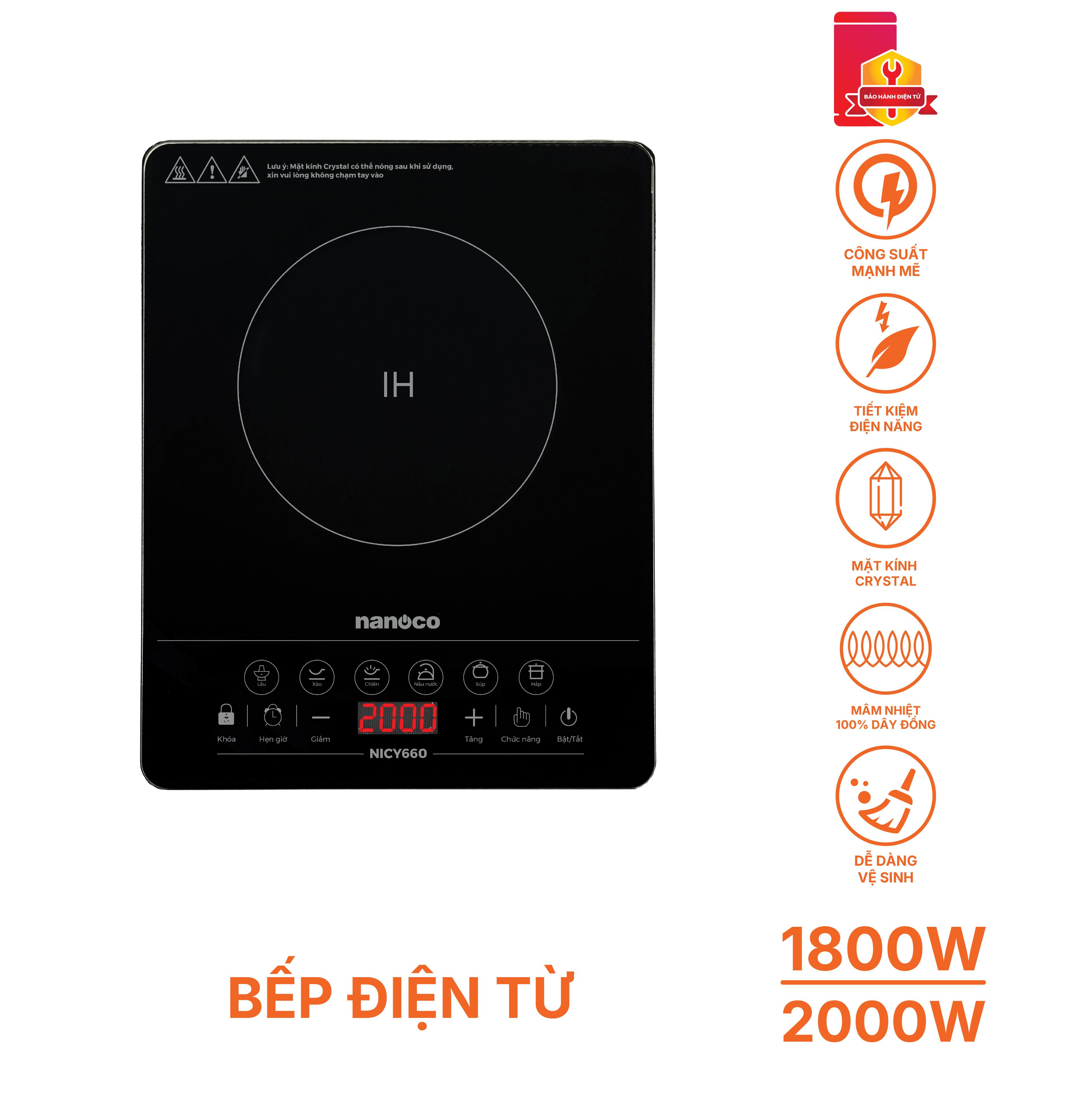 Bếp điện từ đơn, cảm ứng, 1800-2000W