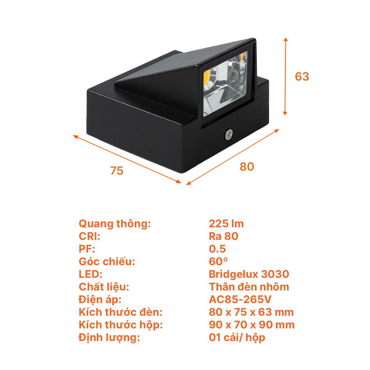 Đèn LED gắn tường IP65 Outdoor Nanoco - Stella Series