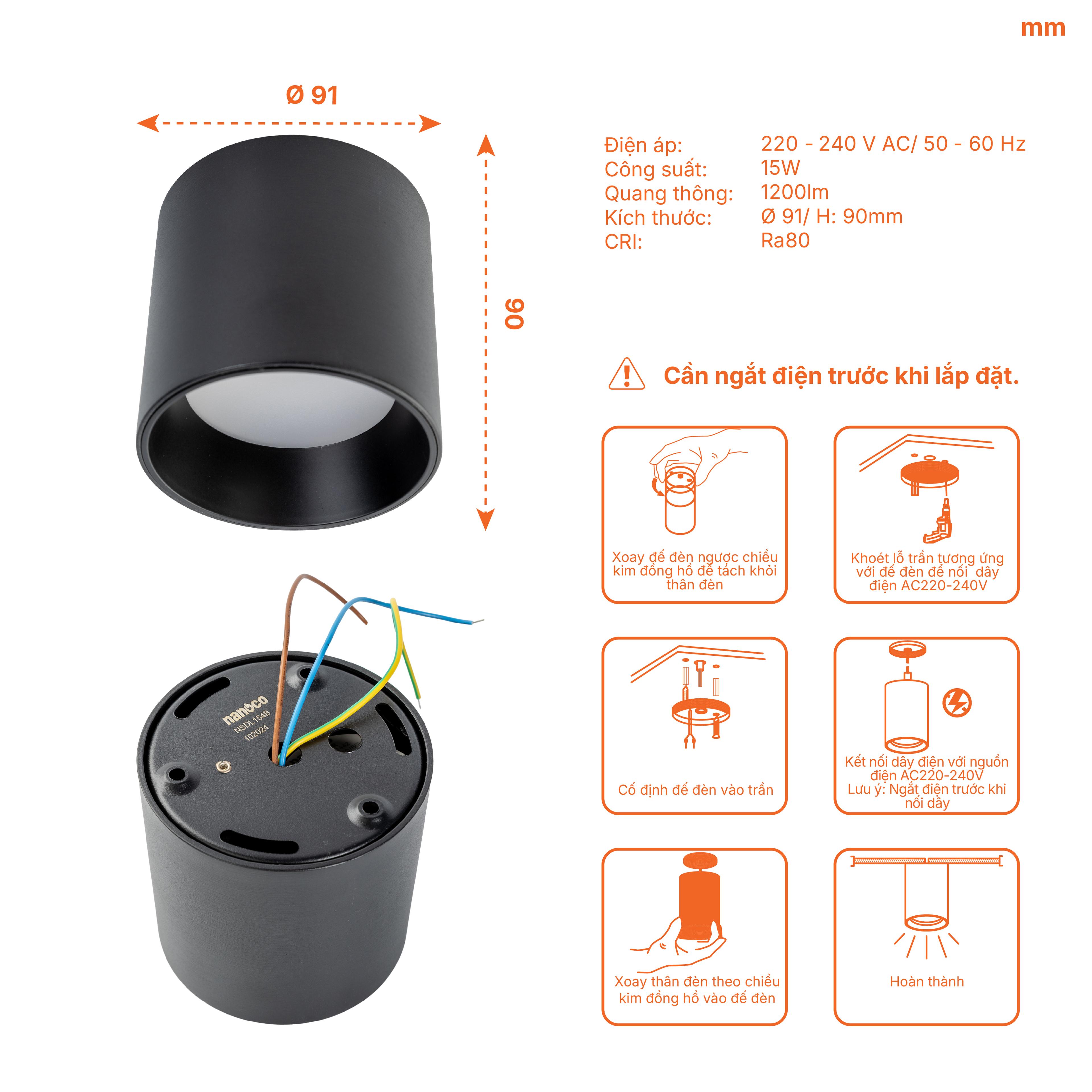 Đèn LED Downlight trụ Nanoco