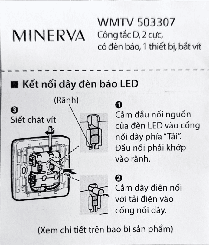Minerva_Bộ công tắc D, có đèn báo