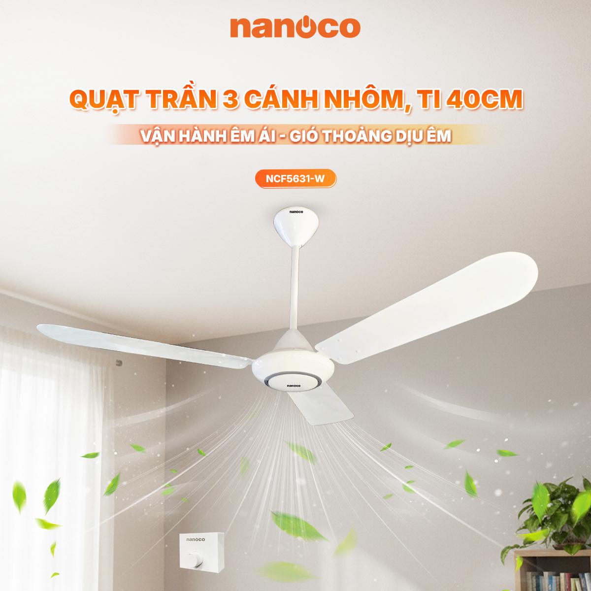 Quạt trần 3 cánh nhôm, ti 40 cm