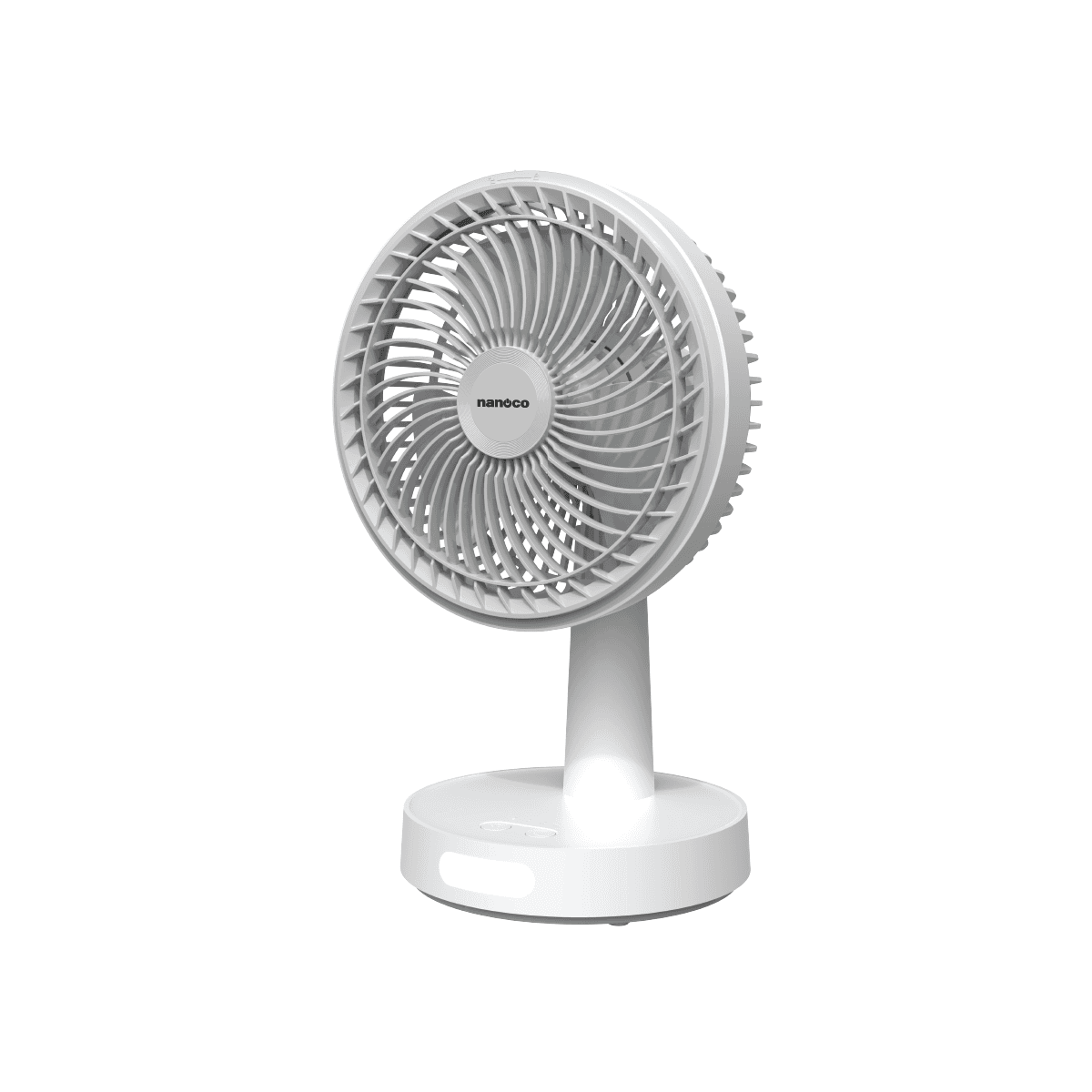 Quạt sạc 8inch, màu trắng, có xoay, đèn