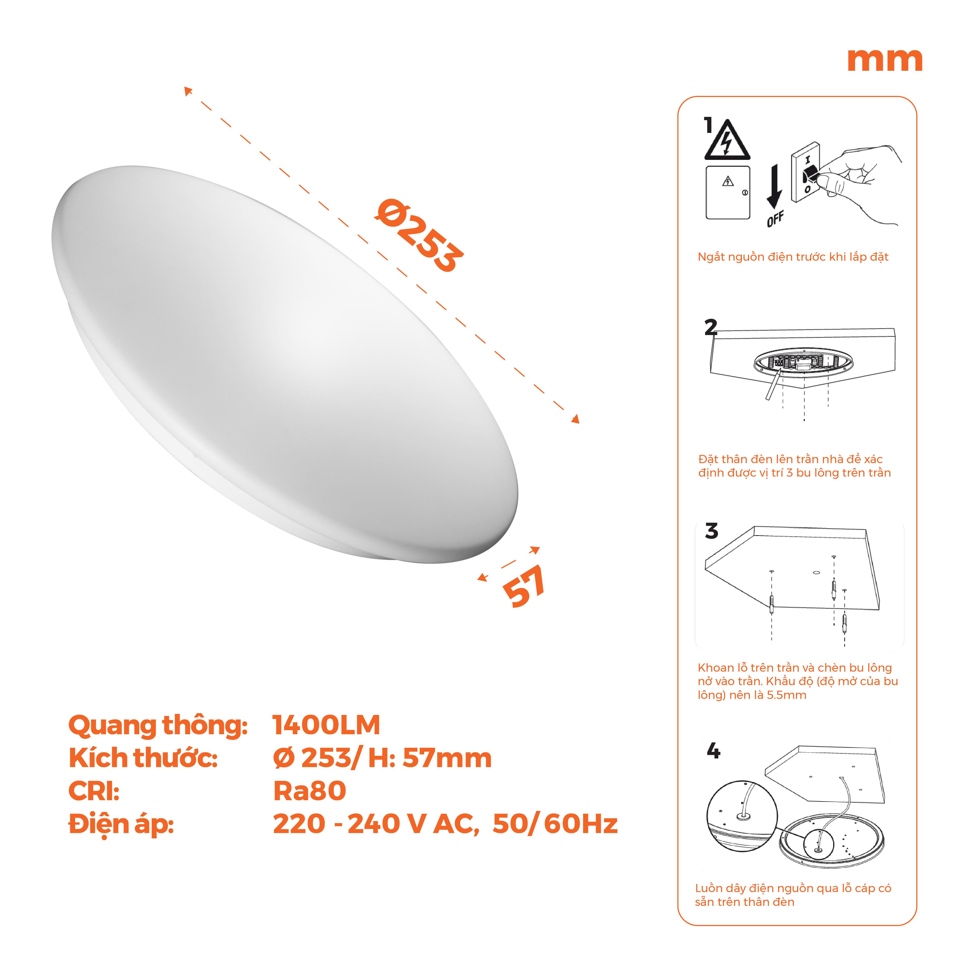 Đèn trần chống ẩm Nanoco IP44