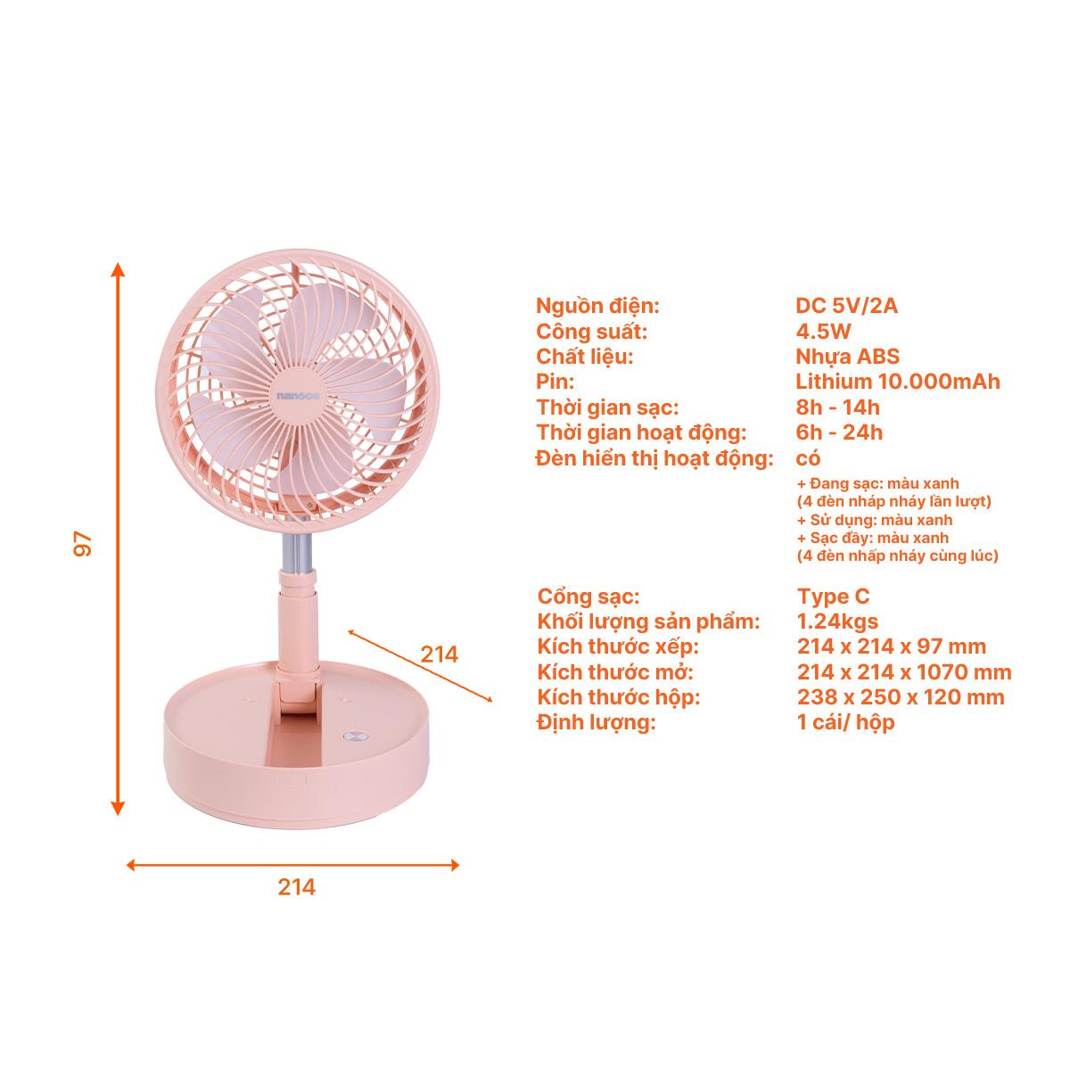 Quạt sạc gấp gọn NFF1618