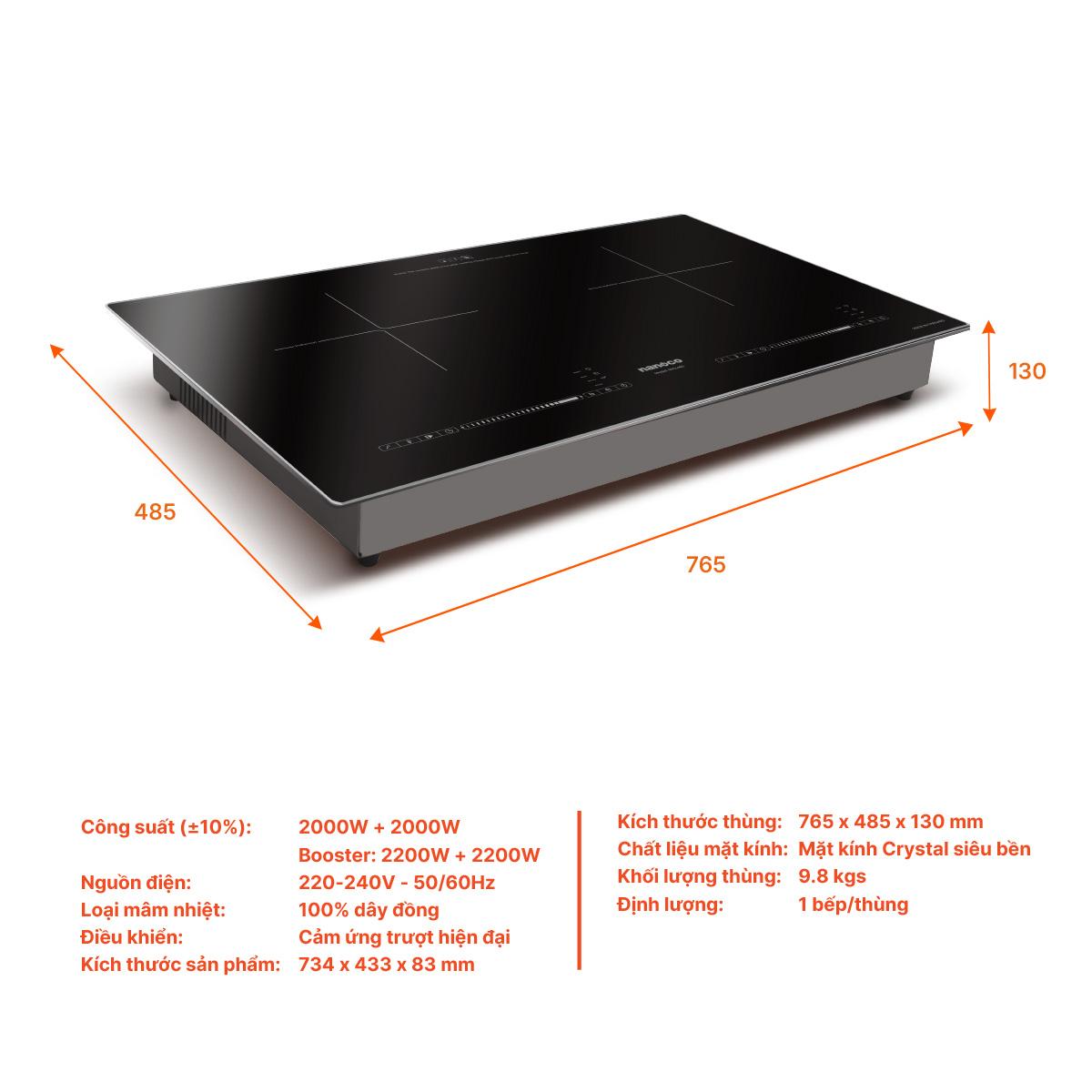 Bếp điện từ đôi Nanoco, NICL483