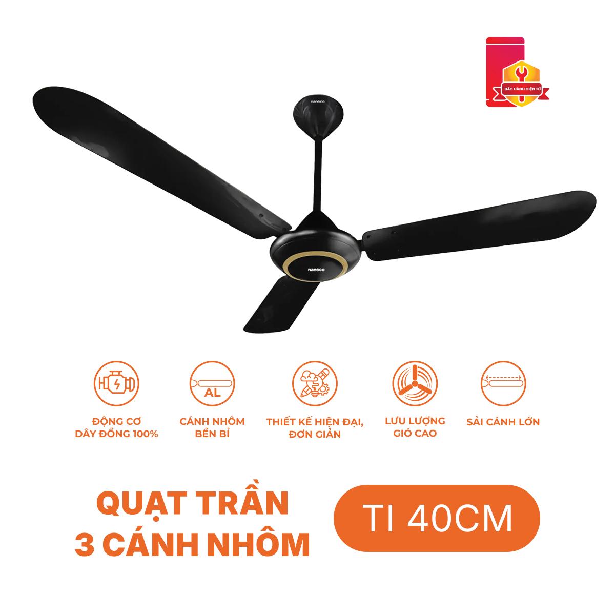 3-blade aluminum ceiling fan, 40 cm pipe