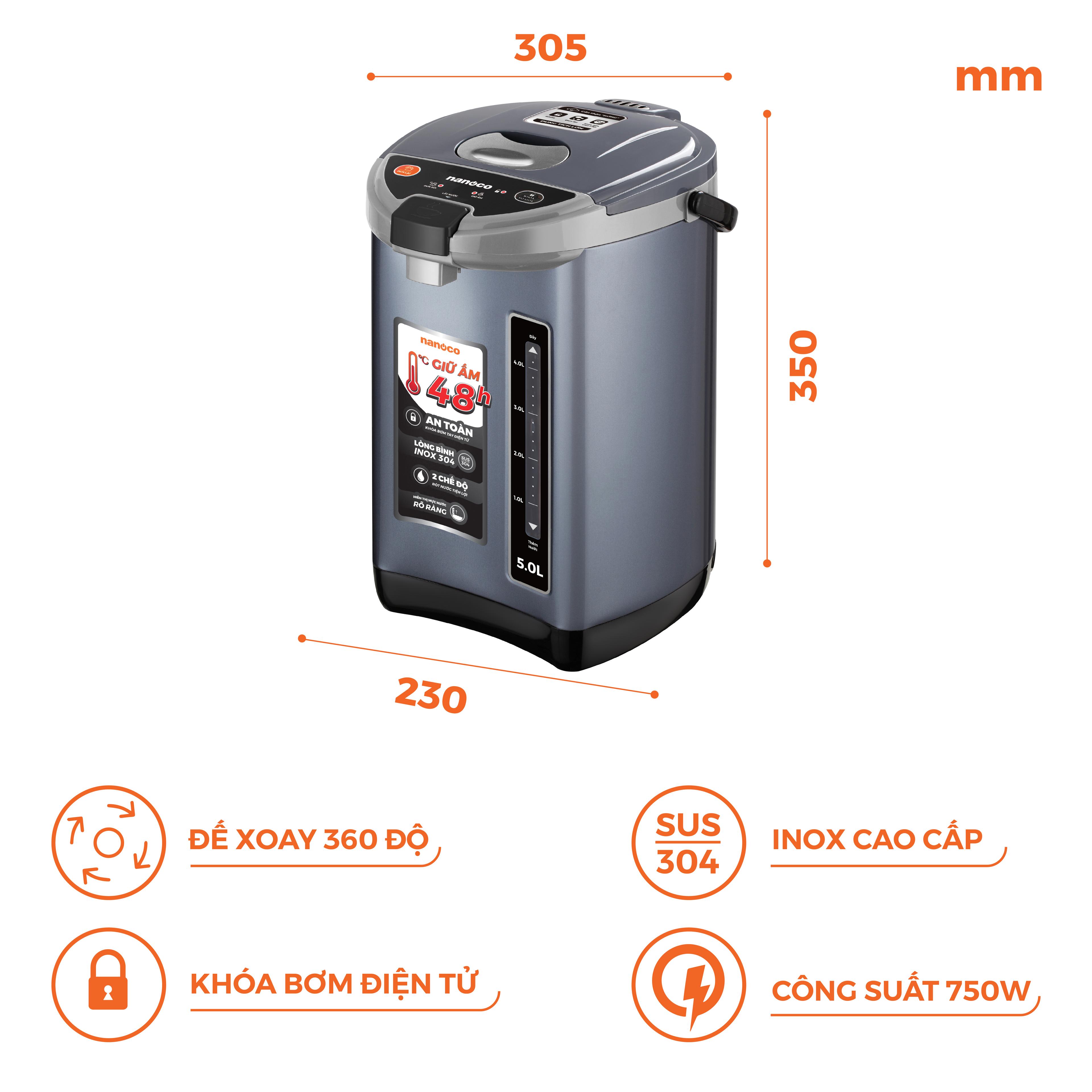 Bình thủy điện, 5.0L, NETF500