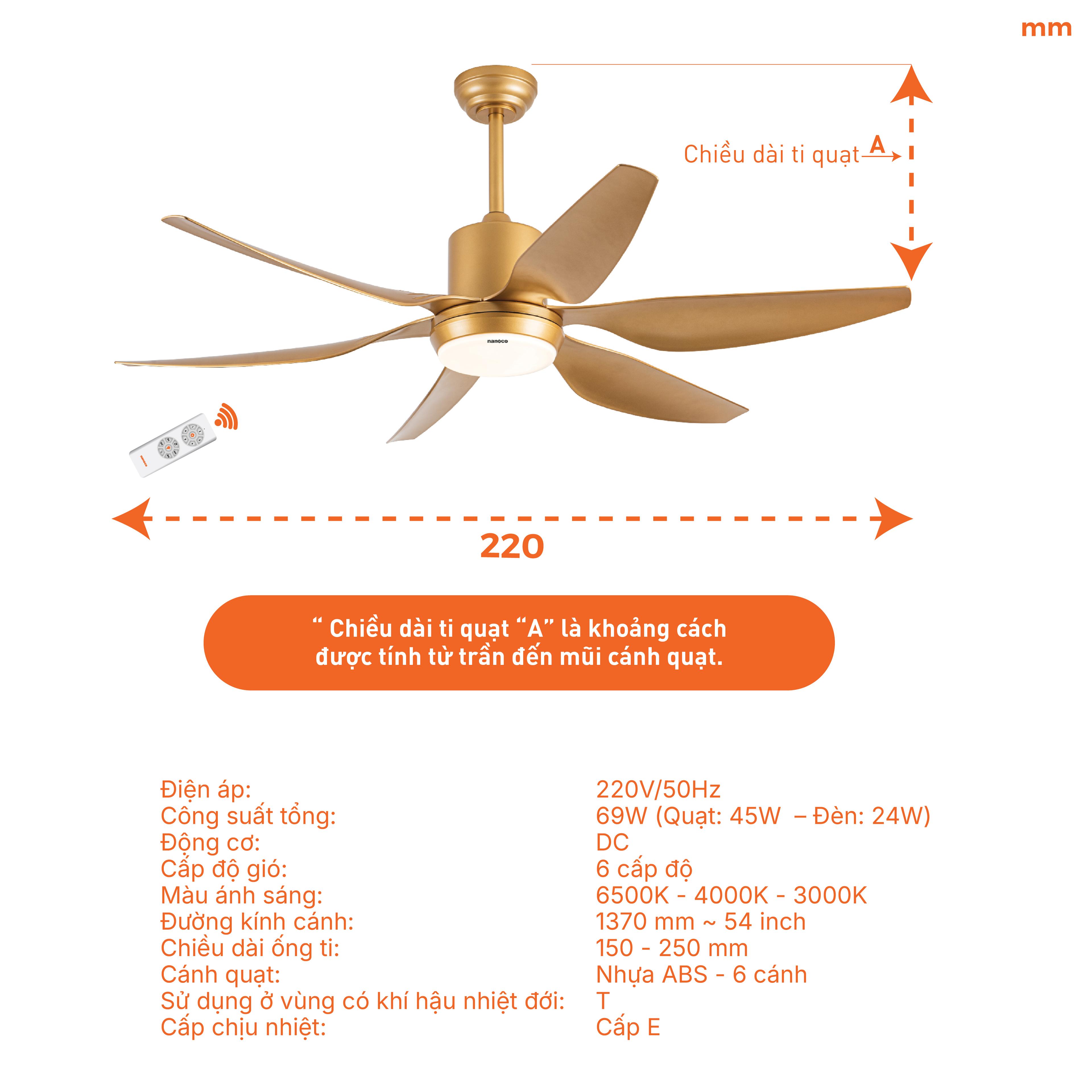 6-Blade Ceiling Fan with LED Light