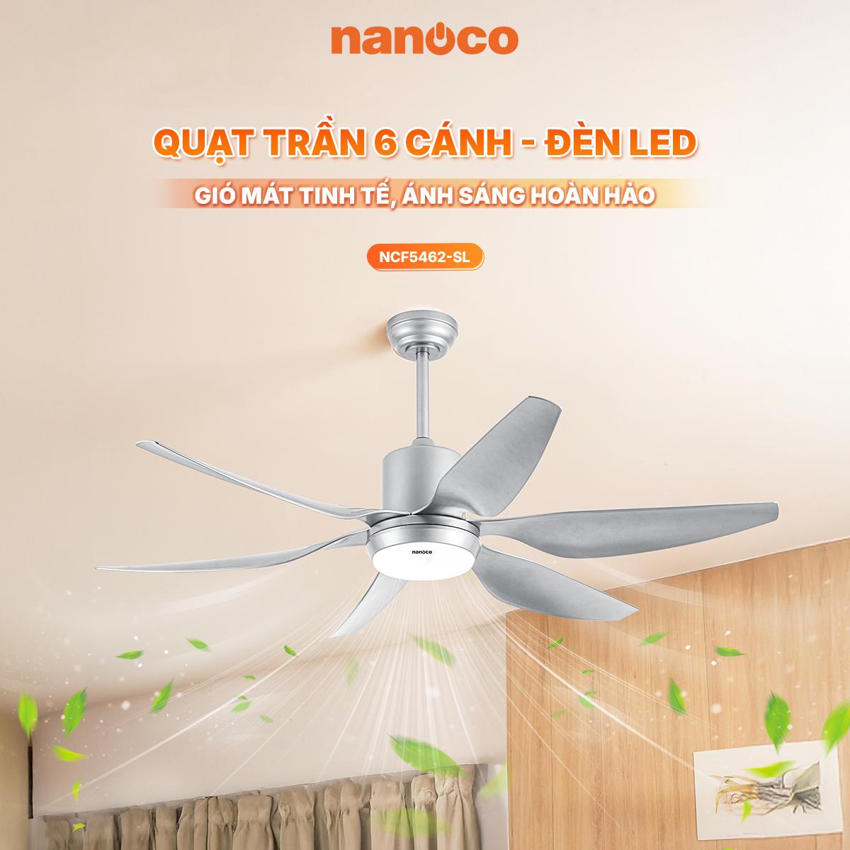 Quạt trần 6 cánh - Đèn Led