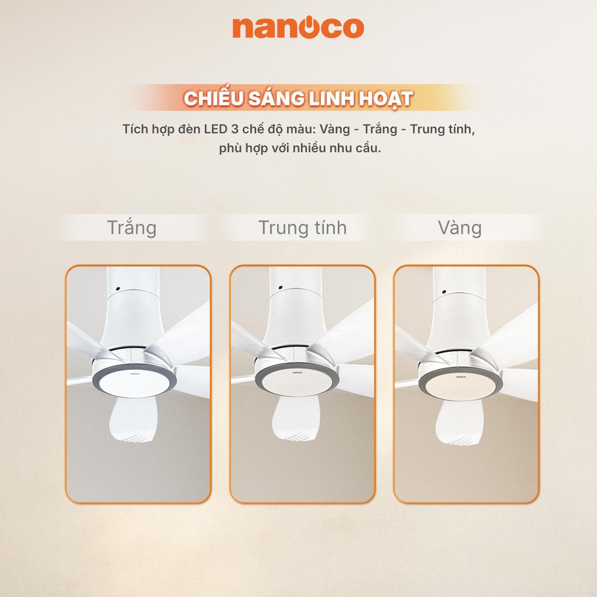 Quạt trần 5 cánh - Đèn Led