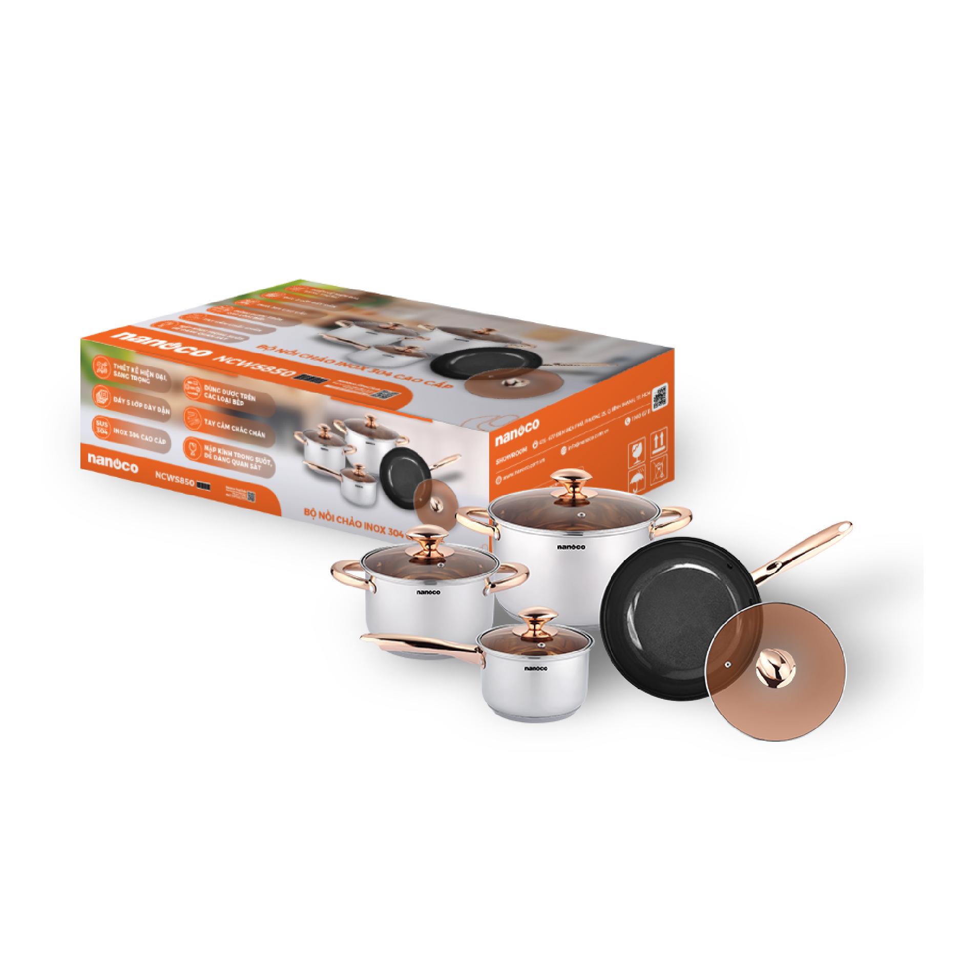 Bộ nồi chảo inox 304, D16-D-18-D24, D24