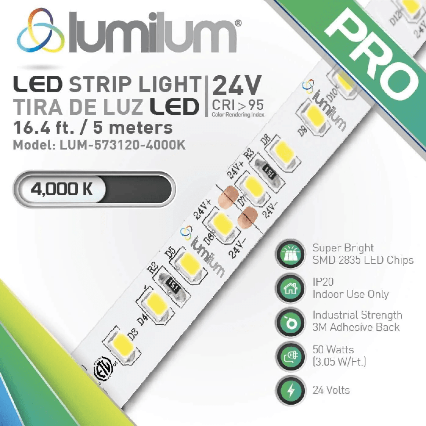 Đèn LED dây trong nhà 120LED 3000K Ra90
