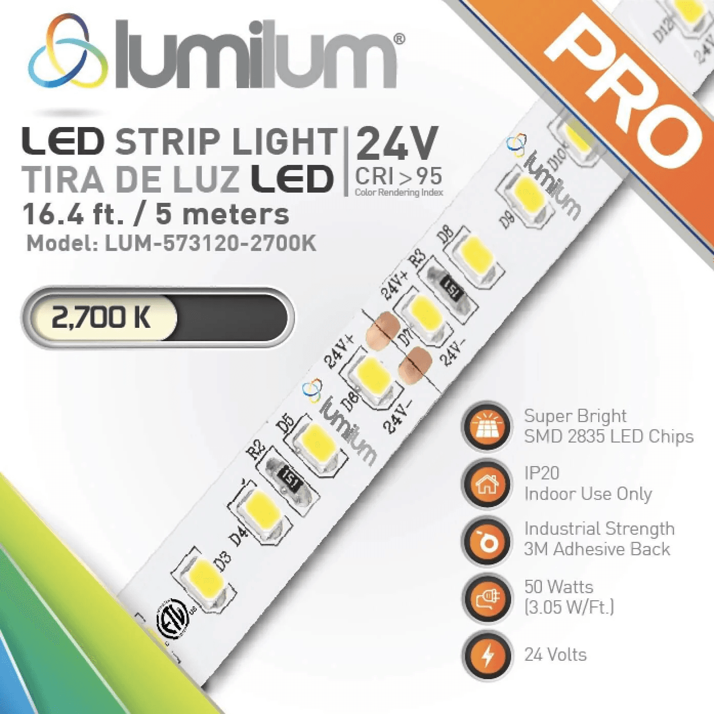 Đèn LED dây trong nhà 120LED 3000K Ra90