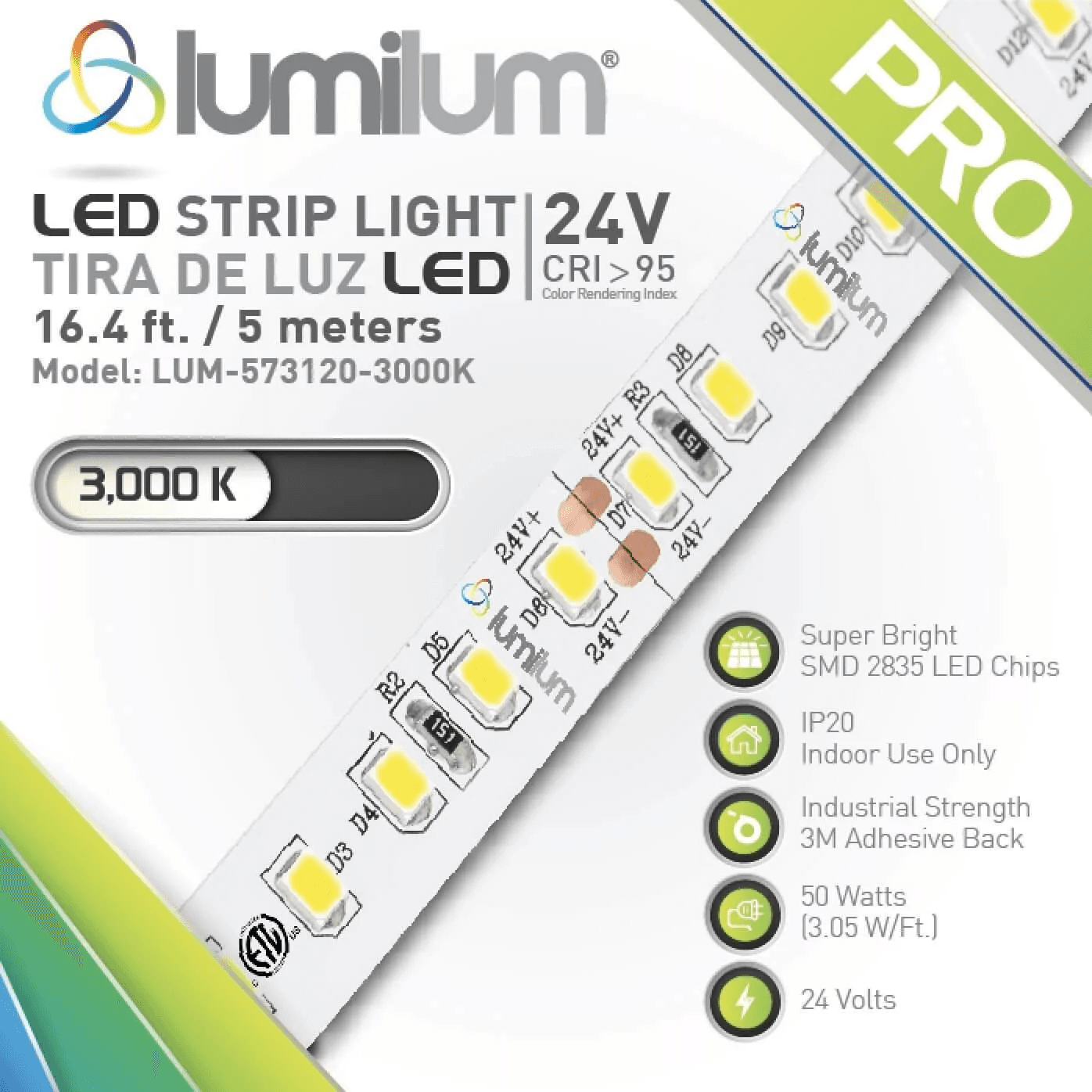 Đèn LED dây trong nhà 120LED 3000K Ra90