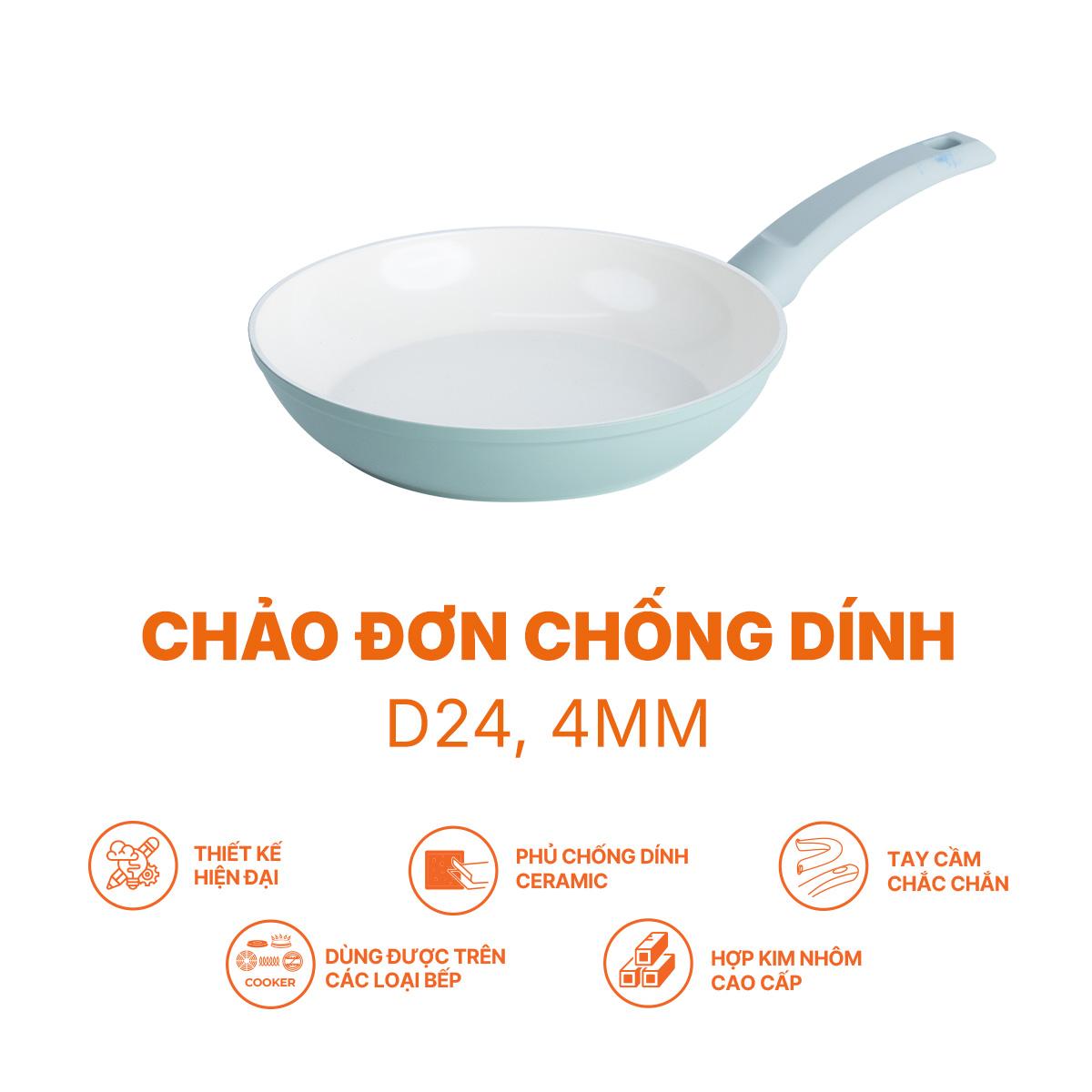 Chảo đơn chống dính, D24, 4mm