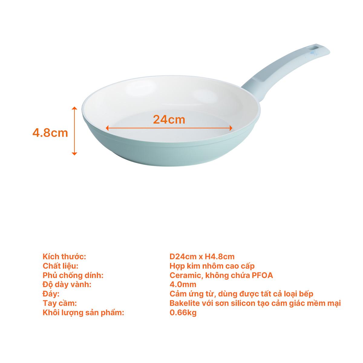 Chảo đơn chống dính, D24, 4mm