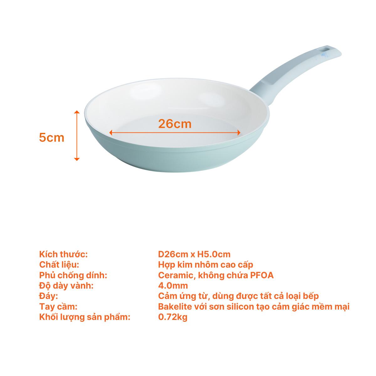 Chảo đơn chống dính, D26, 4mm