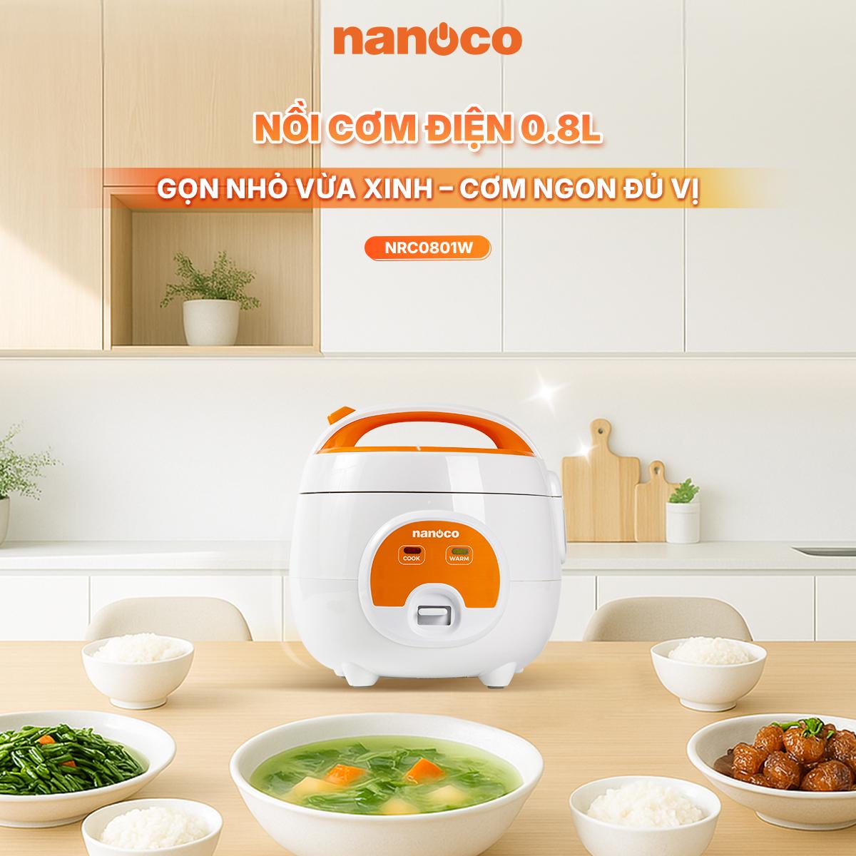 Nồi cơm điện, 0.8L, màu trắng-cam