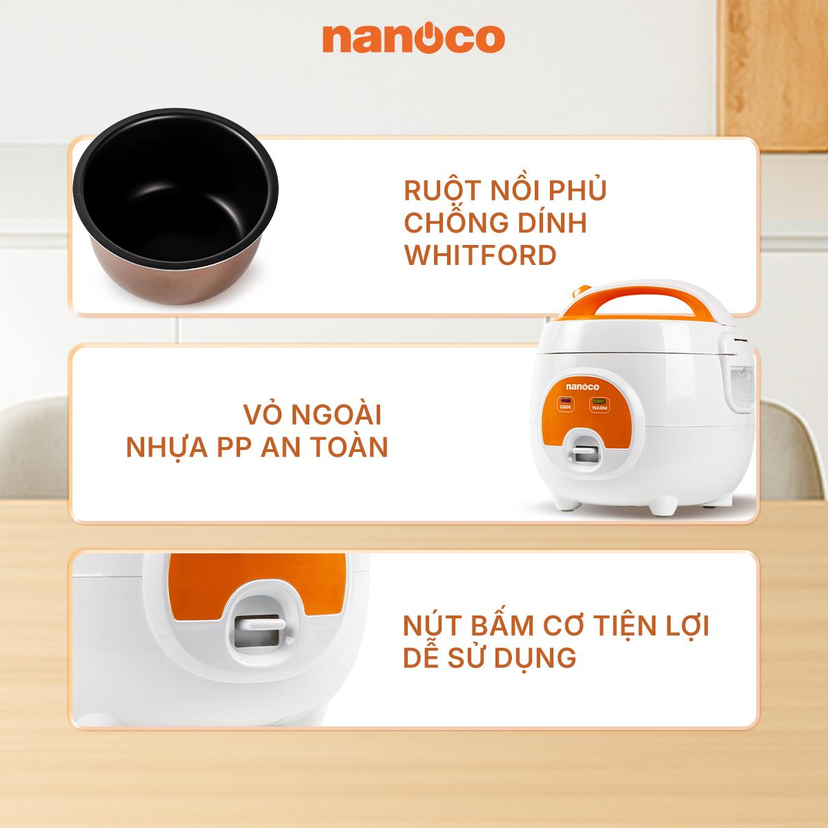 Nồi cơm điện, 0.8L, màu trắng-cam