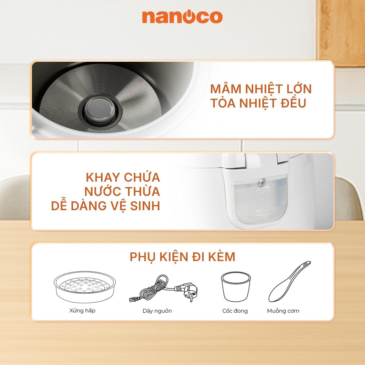 Nồi cơm điện, 0.8L, màu trắng-cam