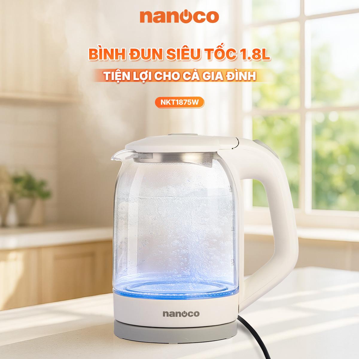 Bình đun siêu tốc thủy tinh 1.8L trắng