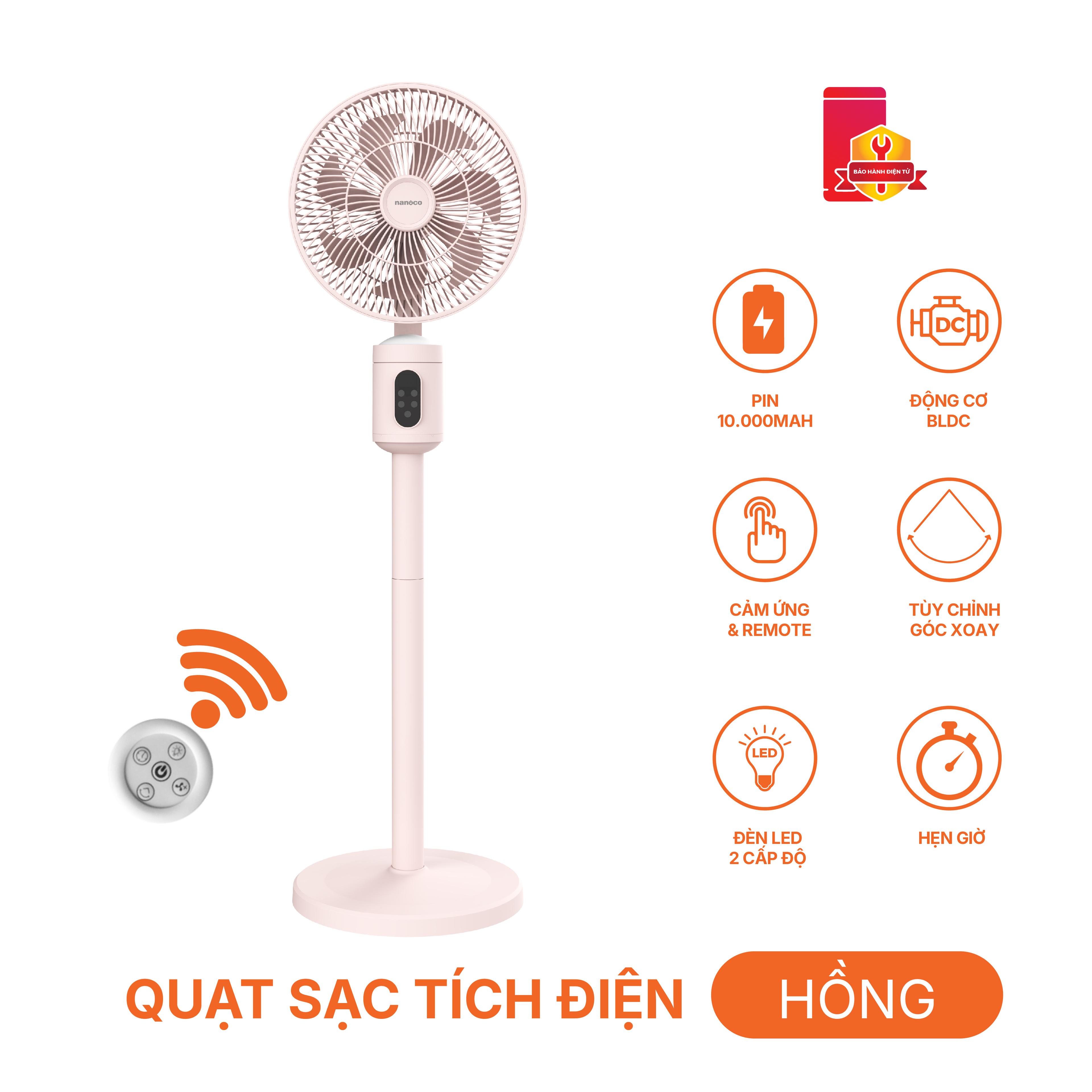 Quạt sạc 9inch, cảm ứng, remote, NRF9025