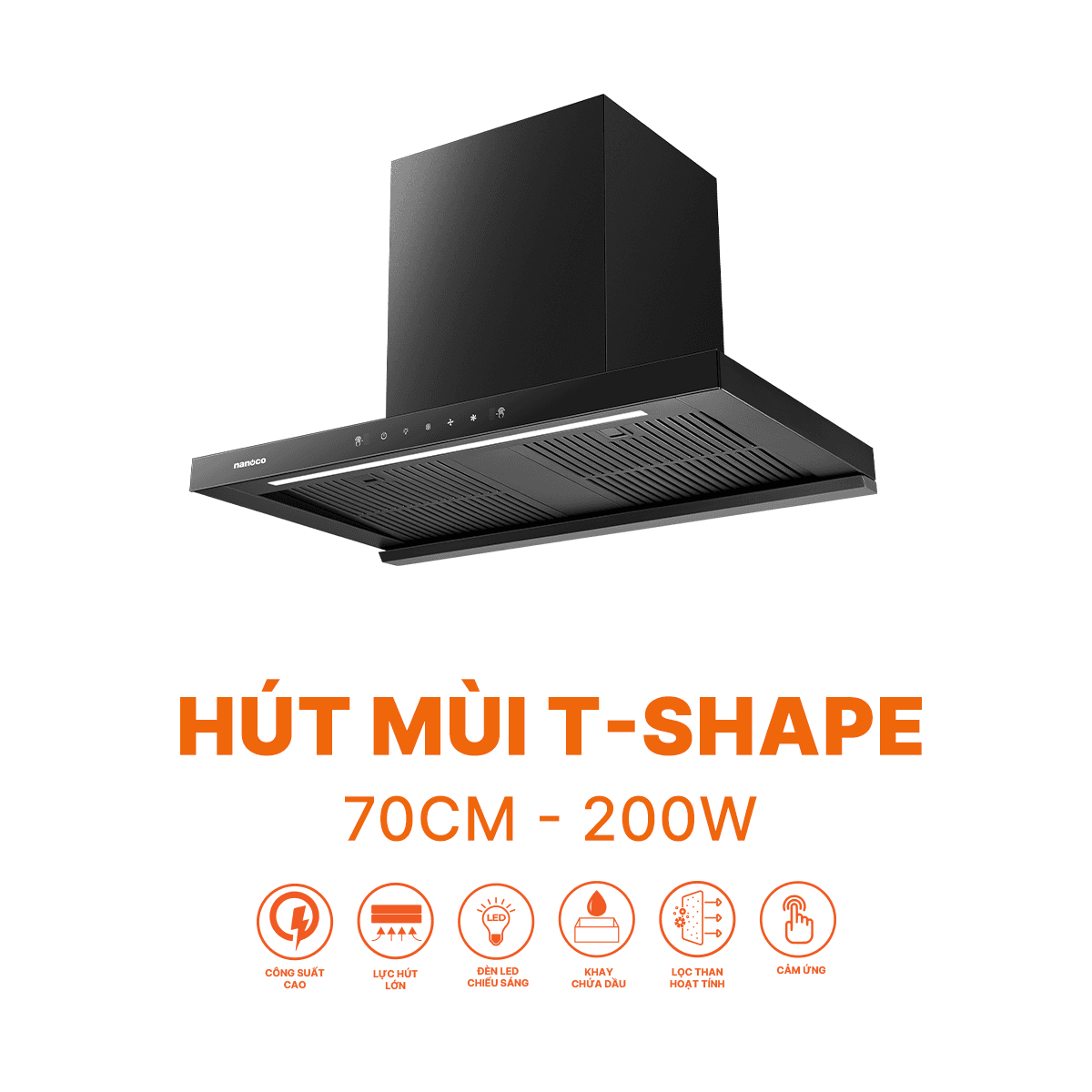 Hút mùi T-Shape, 70 cm, hút mùi NRH702B