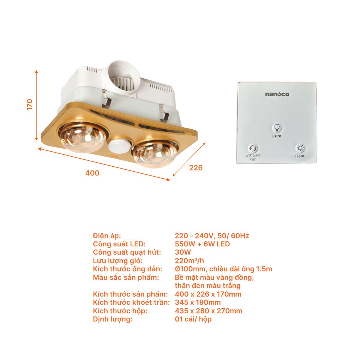Đèn sưởi âm trần Nanoco