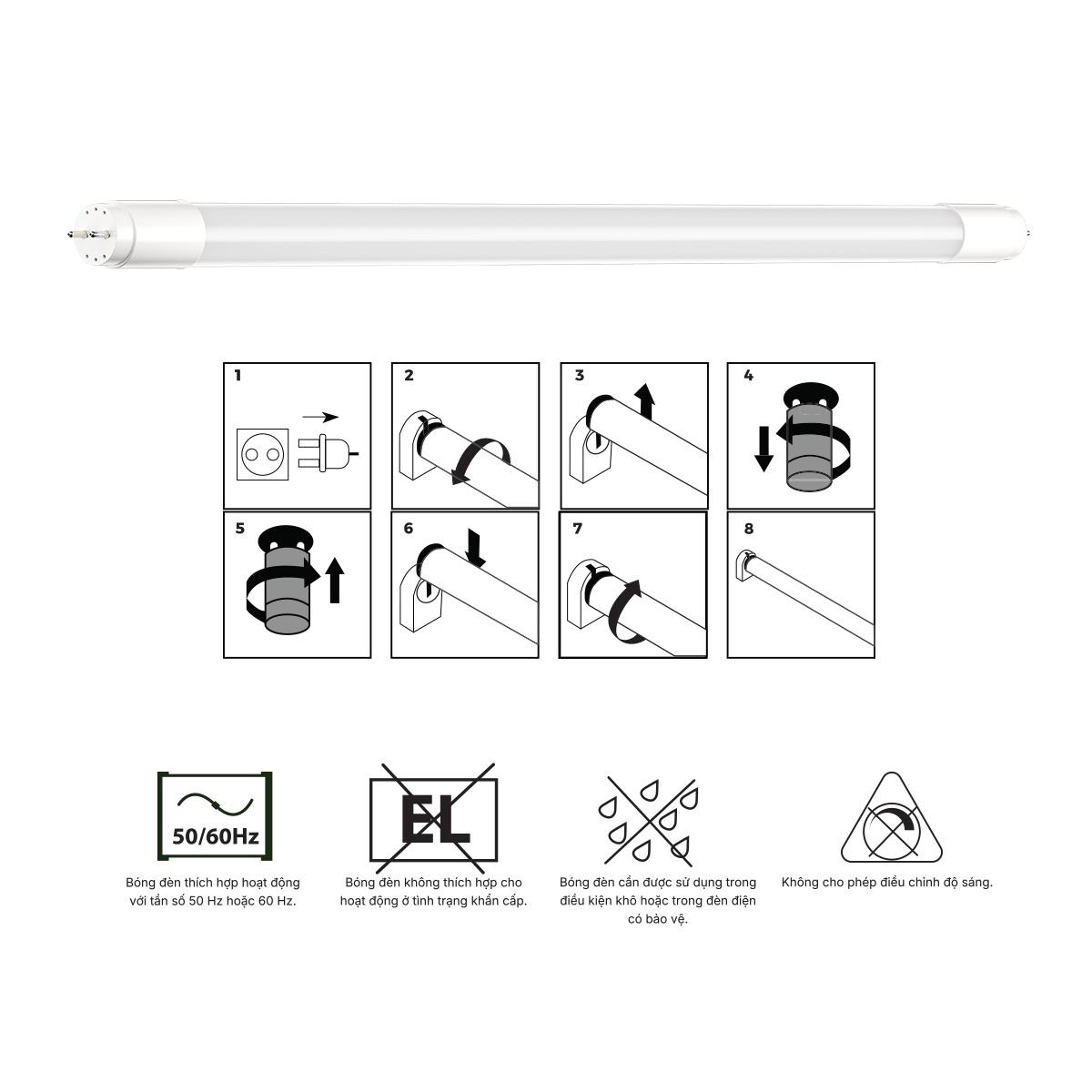 Bóng đèn LED Tuýp T8 thủy tinh Nanoco - Lite Series