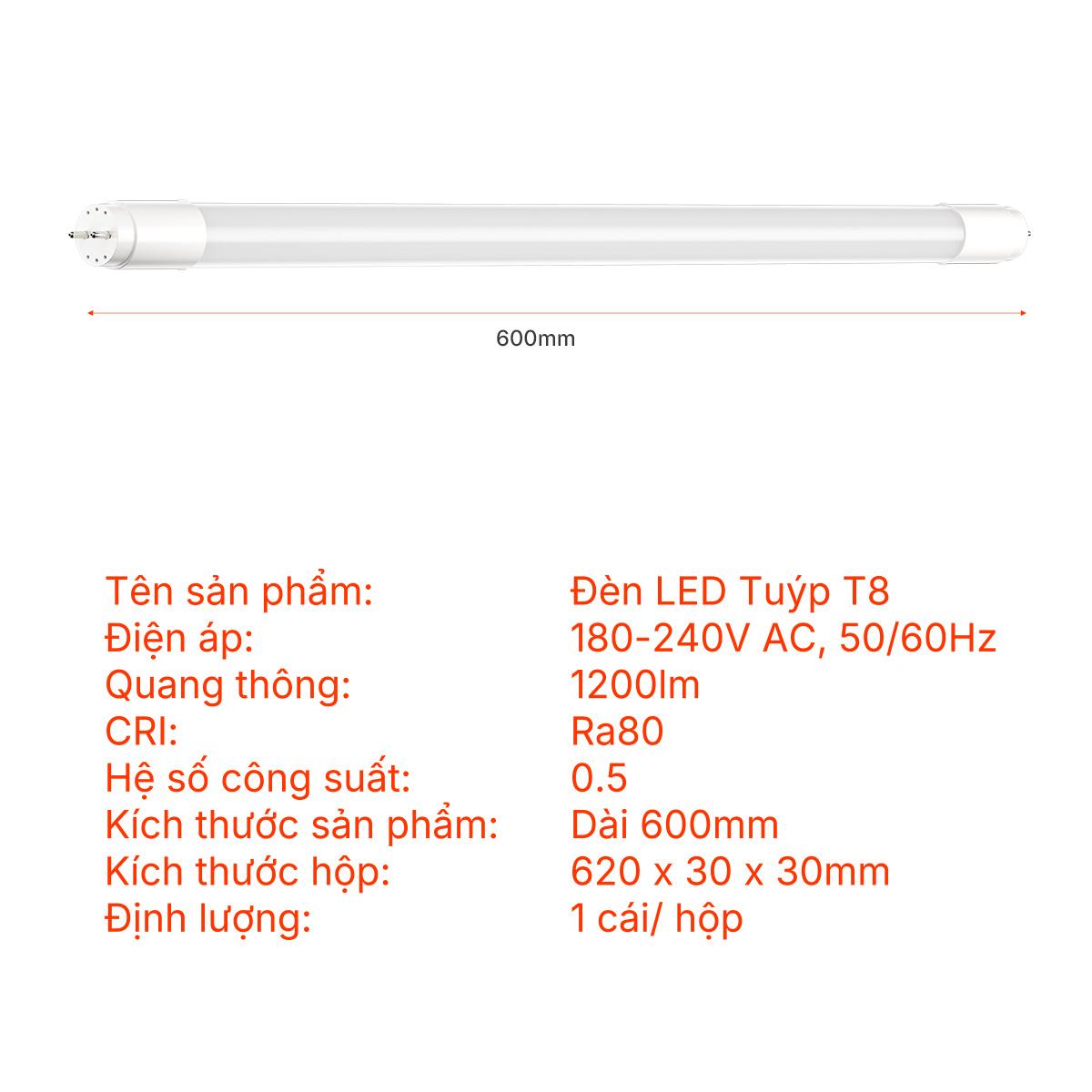 Bóng đèn LED Tuýp T8 thủy tinh Nanoco - Lite Series