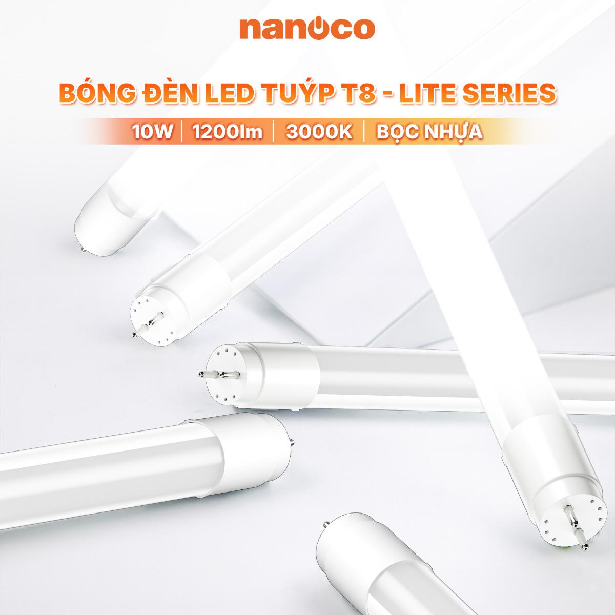 Bóng đèn LED Tuýp T8 thủy tinh bọc nhựa Nanoco - Lite Series