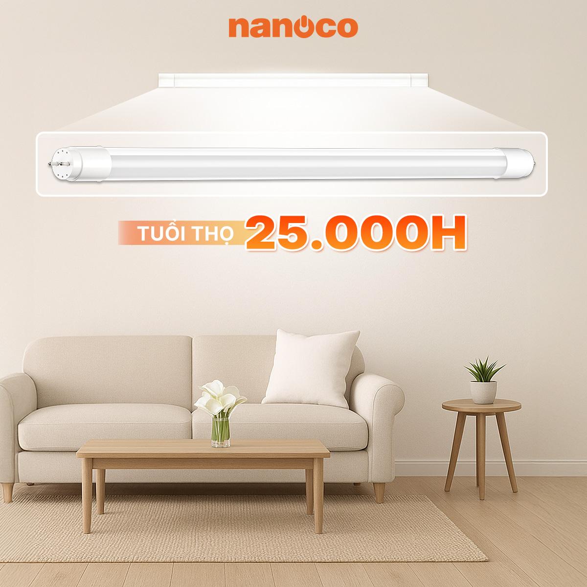 Bóng đèn LED Tuýp T8 thủy tinh bọc nhựa Nanoco - Lite Series